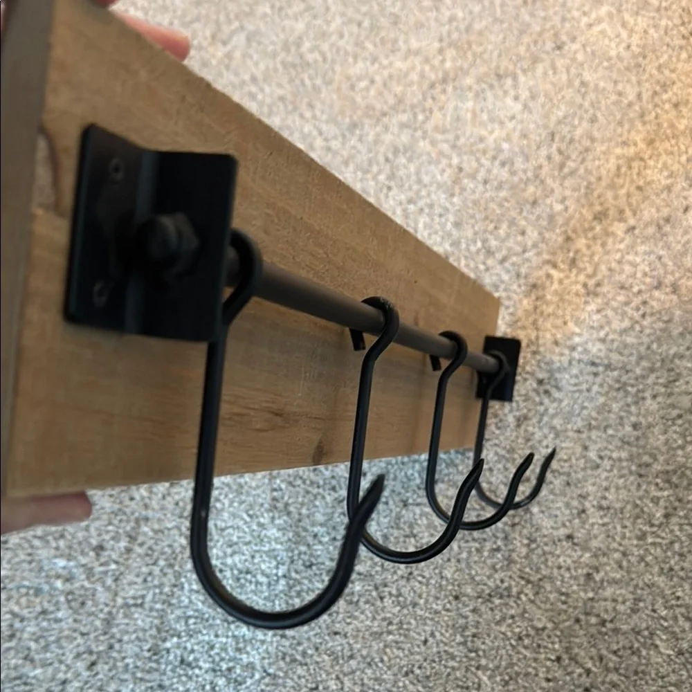 Rustic Brown and Black Wall Hook Rack - Picture 2 of 3